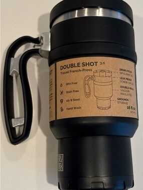 BRU TREK Double Shot 3.0 Travel French Press 16fl Oz